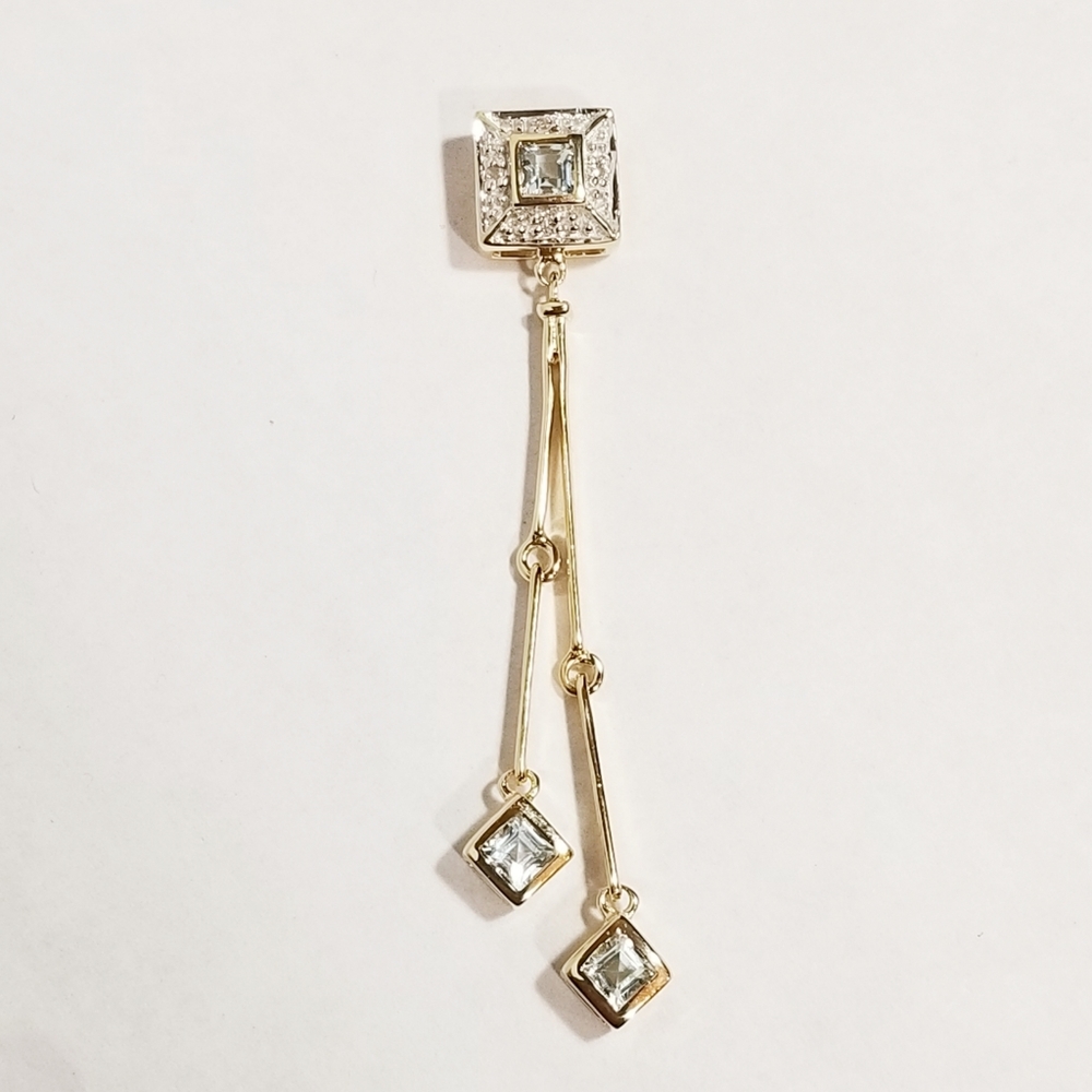 14k Yellow Gold Natural Aquamarine Drop Pendant